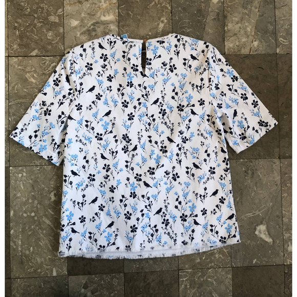 NWT Draper James Printed Denim Popover Top Bird - Picture 3 of 4